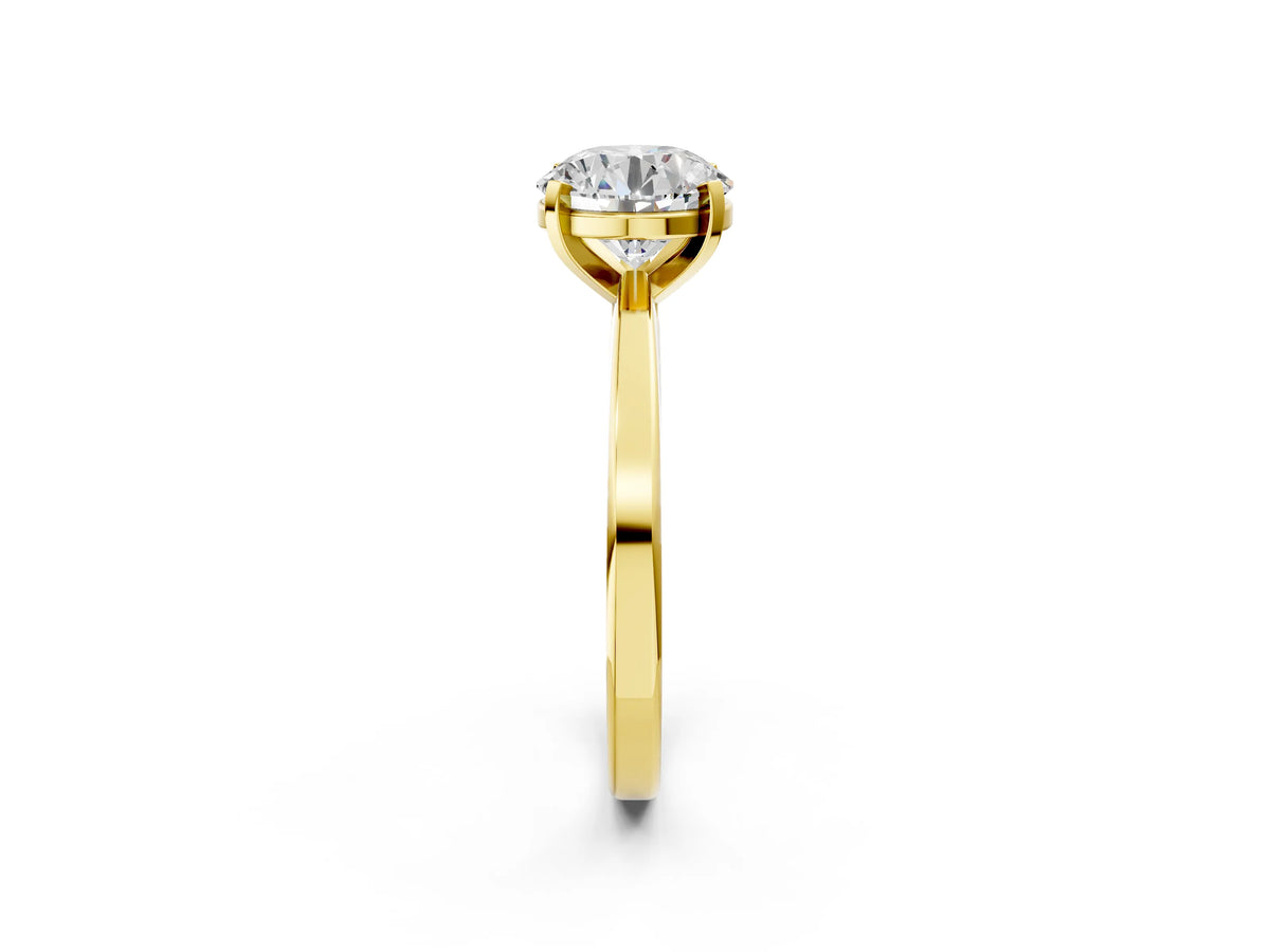 Round Cut Diamond Solitaire Engagement Ring in Yellow gold with Prong Setting_14
