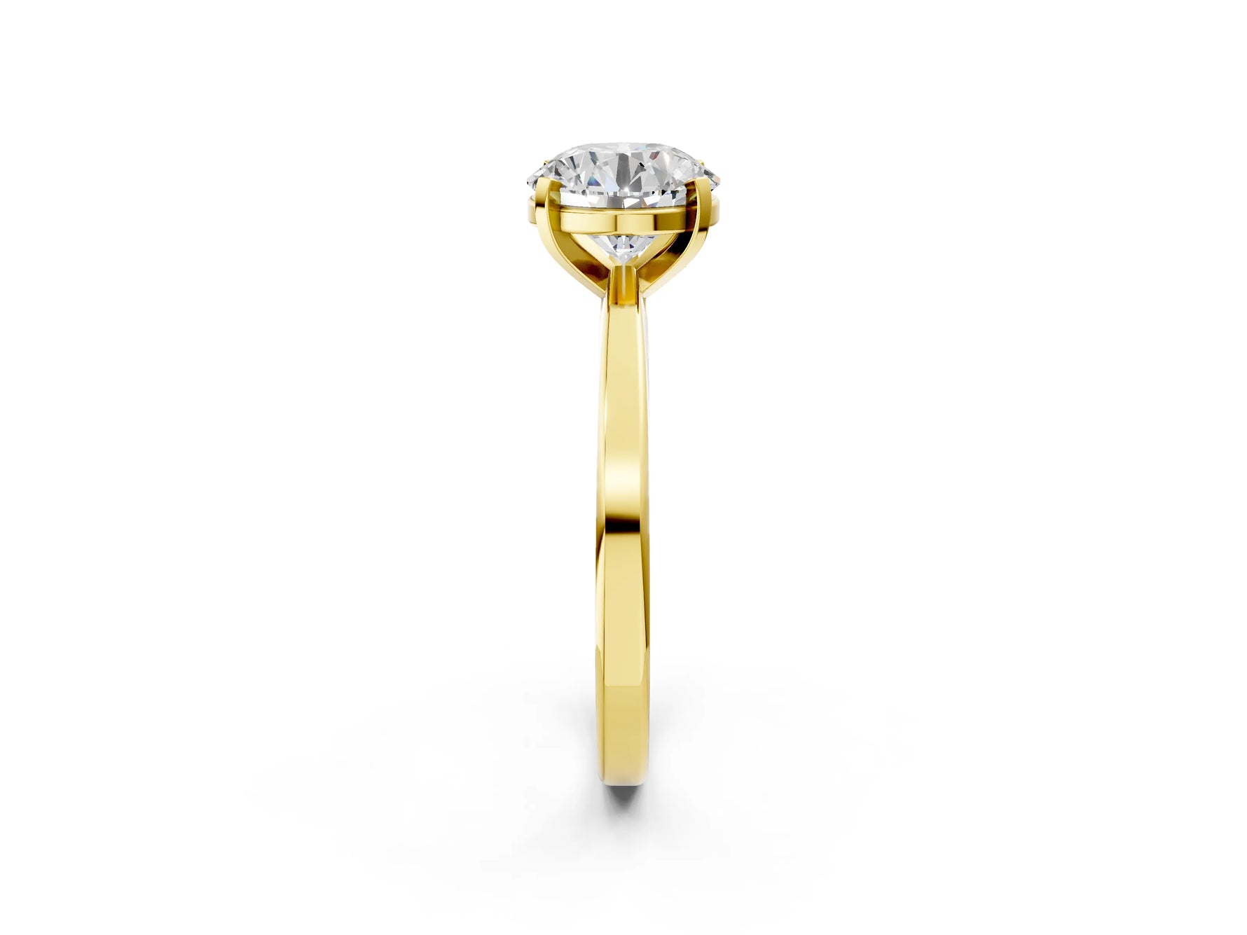Round Cut Diamond Solitaire Engagement Ring in Yellow gold with Prong Setting_2