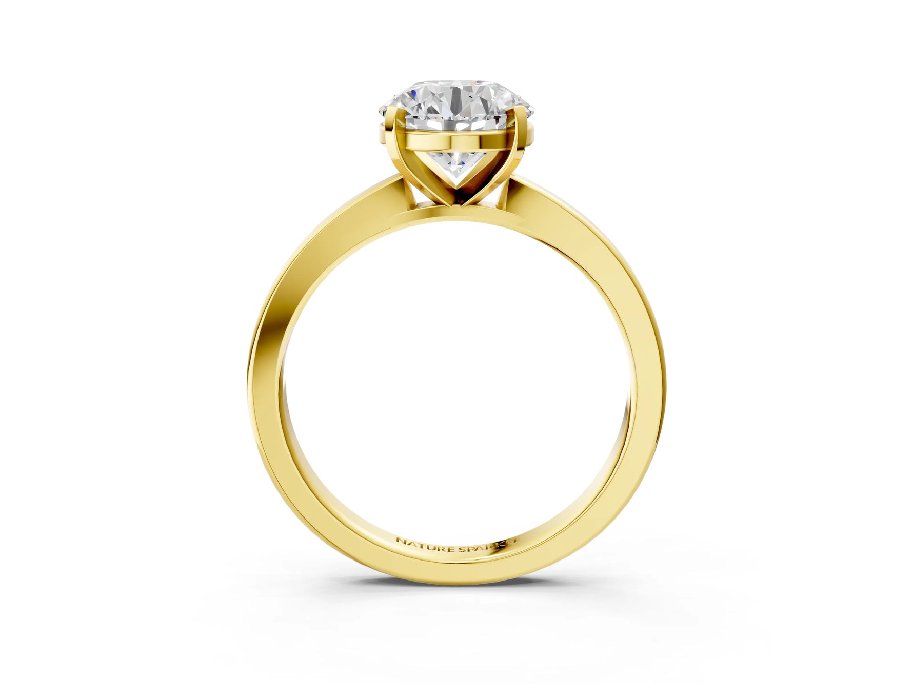 Round Cut Diamond Solitaire Engagement Ring in Yellow gold with Prong Setting_3