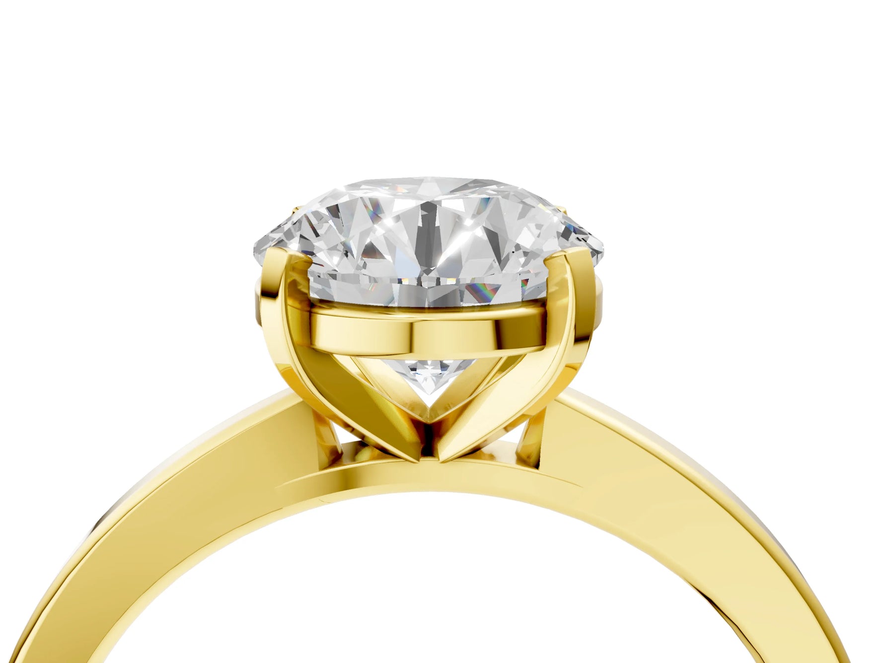 Round Cut Diamond Solitaire Engagement Ring in Yellow gold with Prong Setting_4
