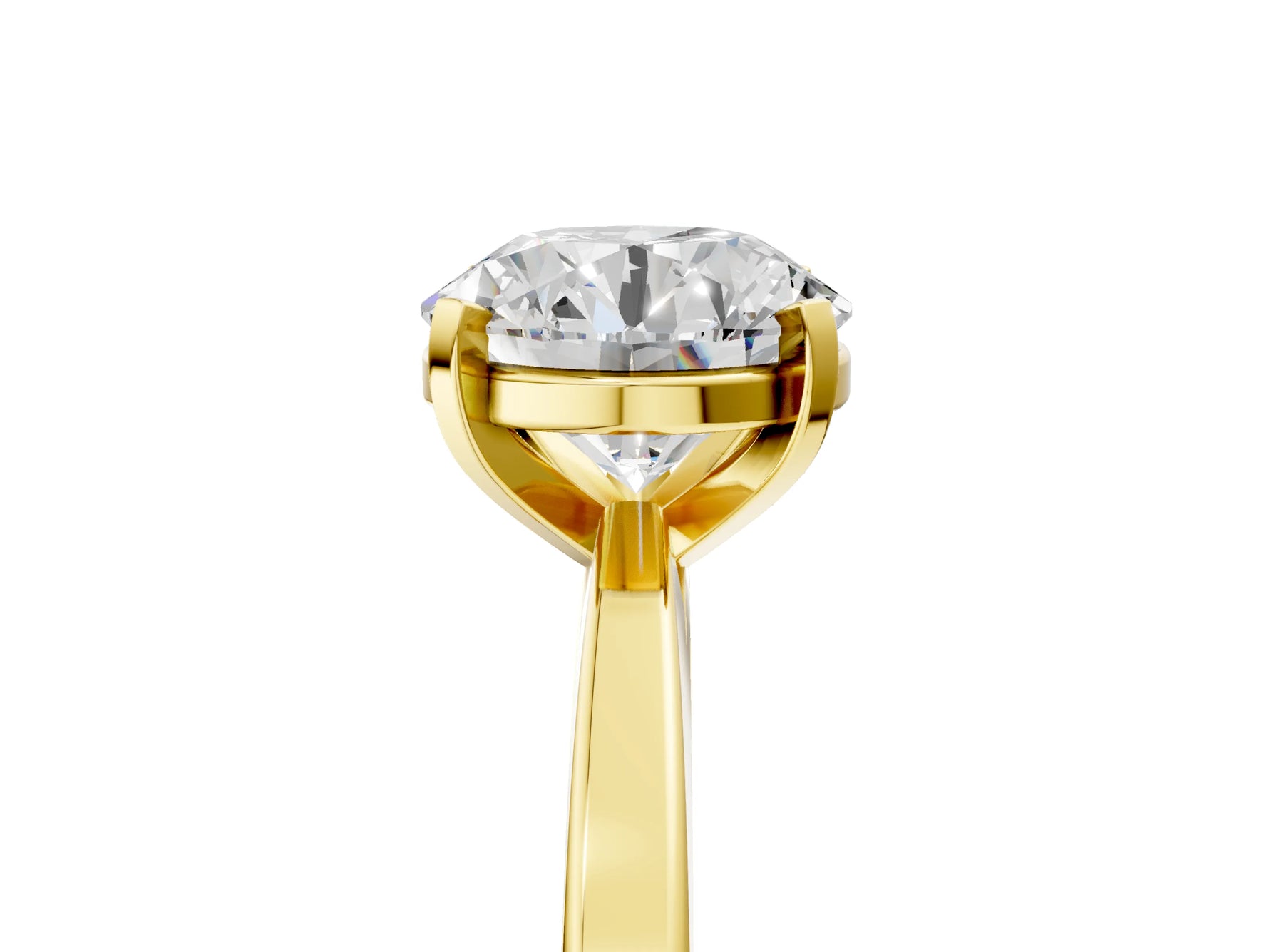 Round Cut Diamond Solitaire Engagement Ring in Yellow gold with Prong Setting_5