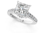 Round Cut Diamond Solitaire Ring in Platinum with Crossover Gallery and Round Pavé Band_1