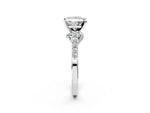 Round Cut Diamond Solitaire Ring in Platinum with Crossover Gallery and Round Pavé Band_2