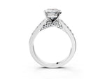 Round Cut Diamond Solitaire Ring in Platinum with Crossover Gallery and Round Pavé Band_3