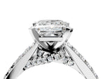 Round Cut Diamond Solitaire Ring in Platinum with Crossover Gallery and Round Pavé Band_4