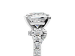 Round Cut Diamond Solitaire Ring in Platinum with Crossover Gallery and Round Pavé Band_5
