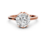 Round Cut Diamond Solitaire Ring in Rose gold with Flower Prong Setting_24