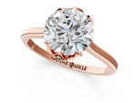 Round Cut Diamond Solitaire Ring in Rose gold with Flower Prong Setting_25