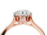 Round Cut Diamond Solitaire Ring in Rose gold with Flower Prong Setting_28