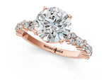 Round Cut Diamond Solitaire Ring in Rose gold with Pear and Round Cluster Band_1