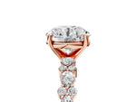 Round Cut Diamond Solitaire Ring in Rose gold with Pear and Round Cluster Band_17