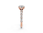 Round Cut Diamond Solitaire Ring in Rose gold with Pear and Round Cluster Band_2