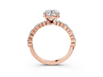 Round Cut Diamond Solitaire Ring in Rose gold with Pear and Round Cluster Band_3