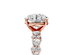 Round Cut Diamond Solitaire Ring in Rose gold with Pear and Round Cluster Band_5