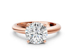 Round Cut Diamond Solitaire Ring in Rose gold with Prong Setting and Rounded Band_12