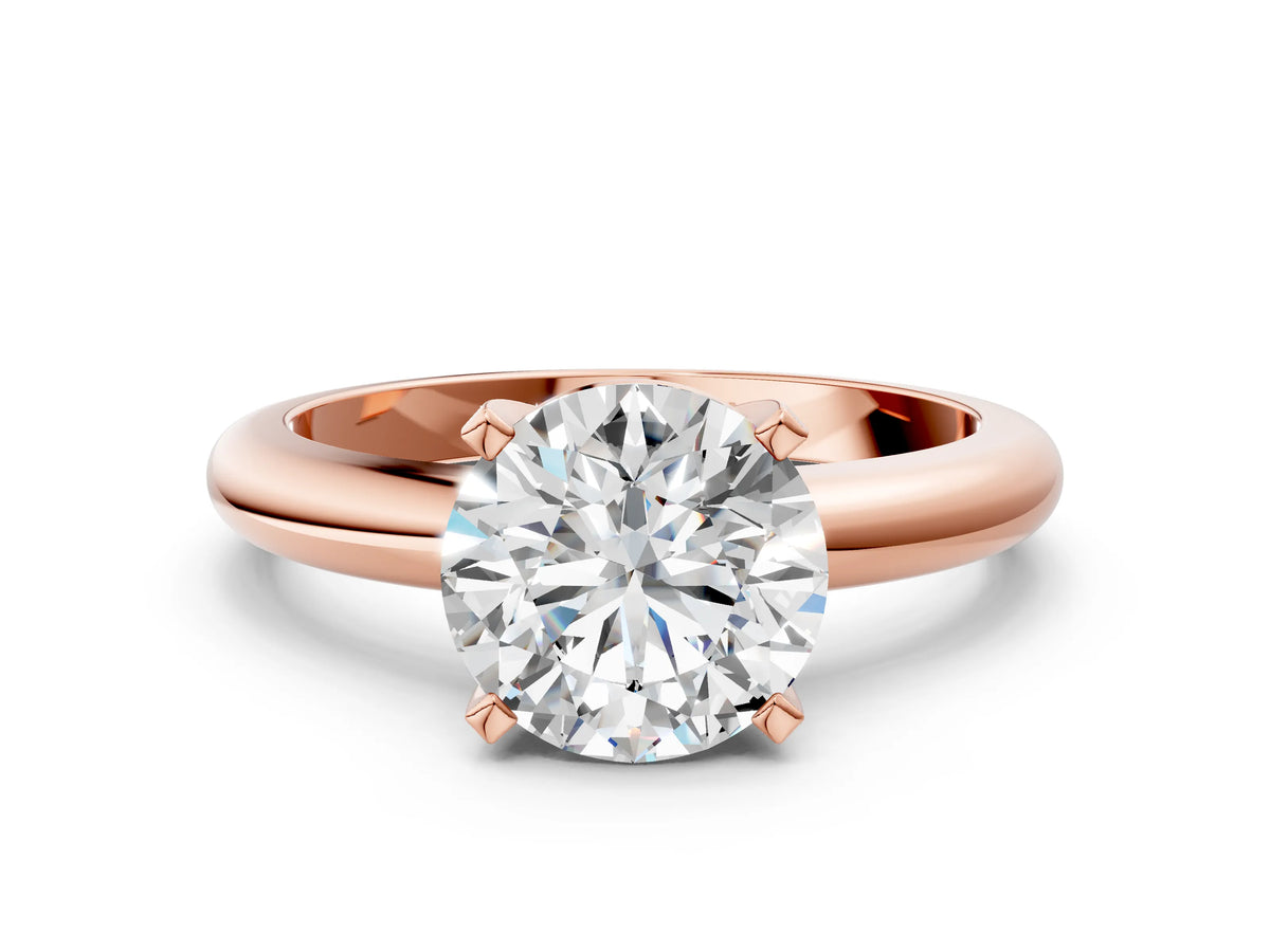 Round Cut Diamond Solitaire Ring in Rose gold with Prong Setting and Rounded Band_12