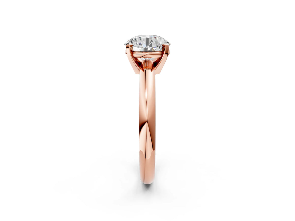 Round Cut Diamond Solitaire Ring in Rose gold with Prong Setting and Rounded Band_14