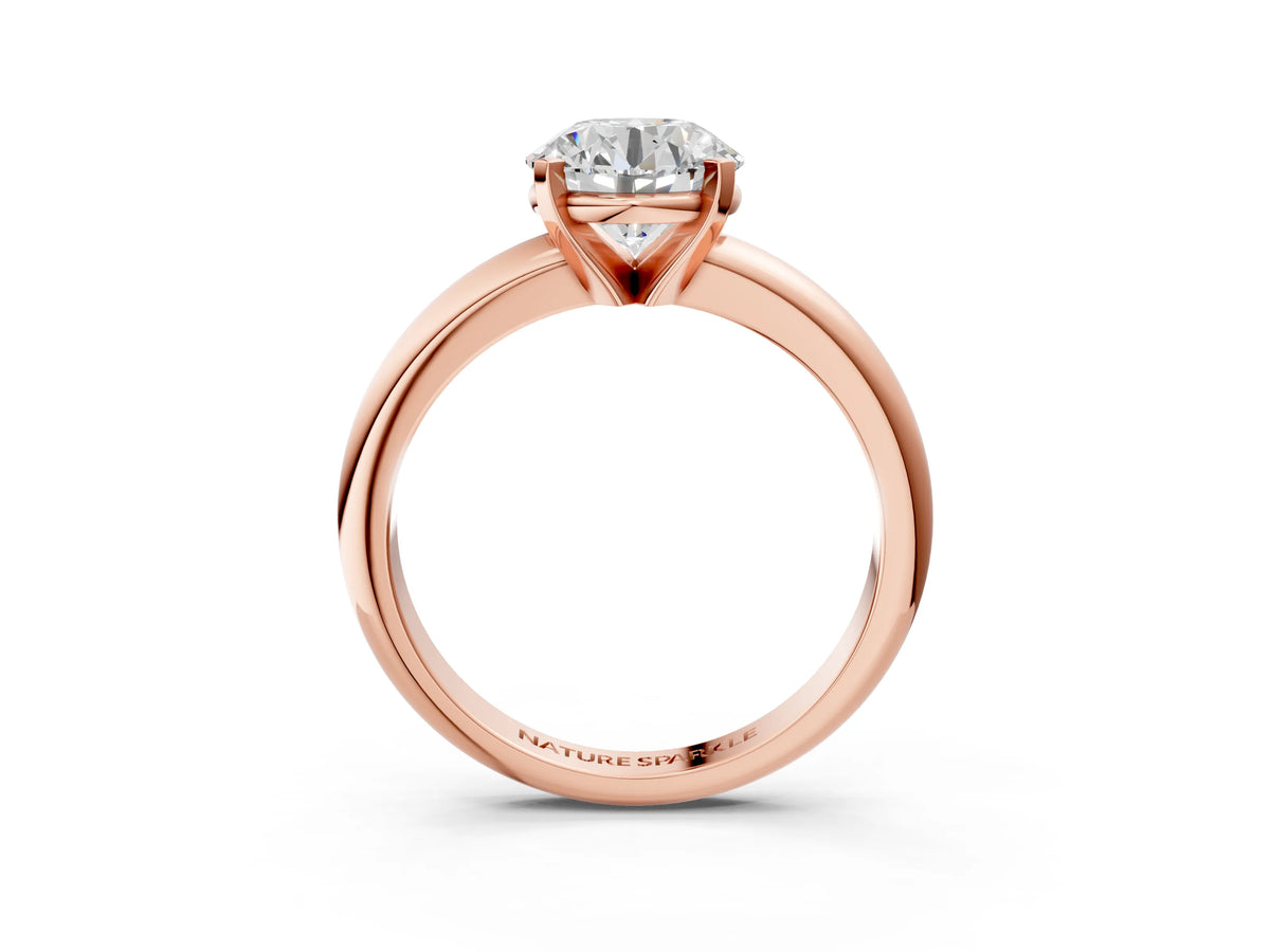 Round Cut Diamond Solitaire Ring in Rose gold with Prong Setting and Rounded Band_15