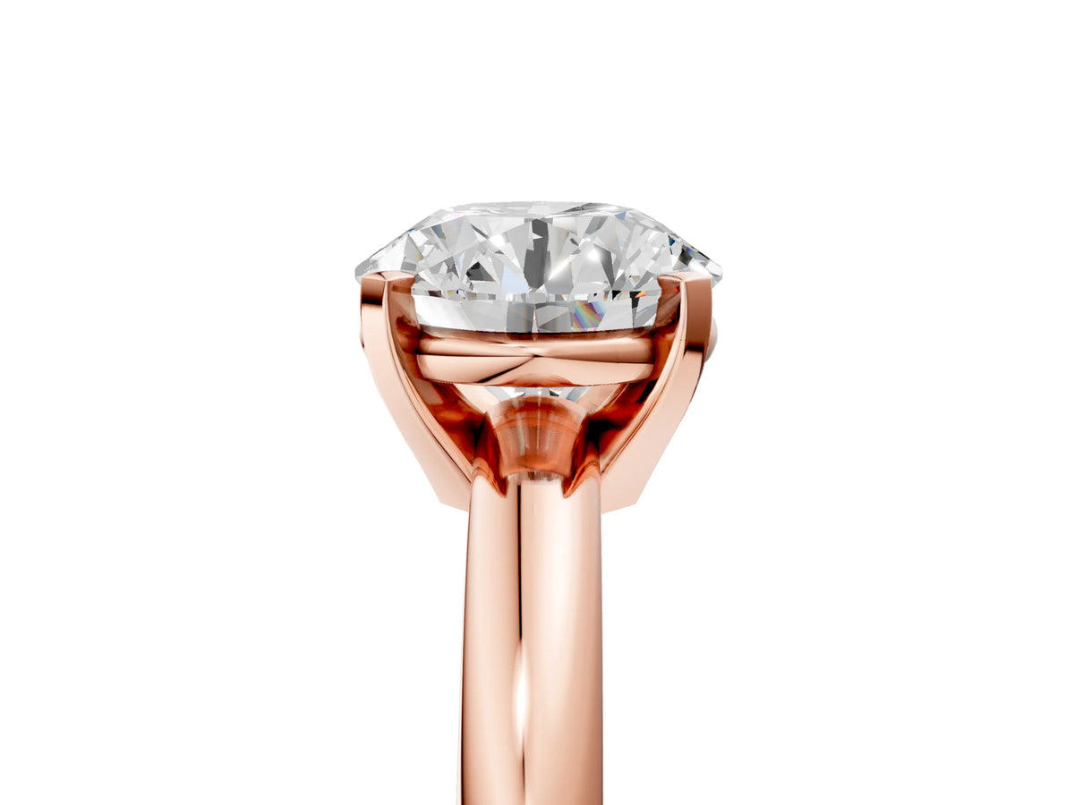 Round Cut Diamond Solitaire Ring in Rose gold with Prong Setting and Rounded Band_17