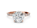 Round Cut Diamond Solitaire Ring in Rose gold with Round Pavé Band