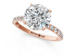 Round Cut Diamond Solitaire Ring in Rose gold with Round Pavé Band_1