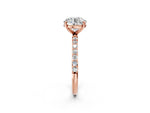 Round Cut Diamond Solitaire Ring in Rose gold with Round Pavé Band_2