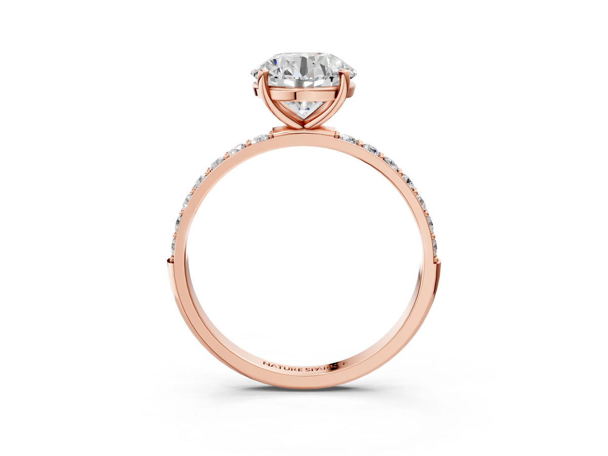 Round Cut Diamond Solitaire Ring in Rose gold with Round Pavé Band_27