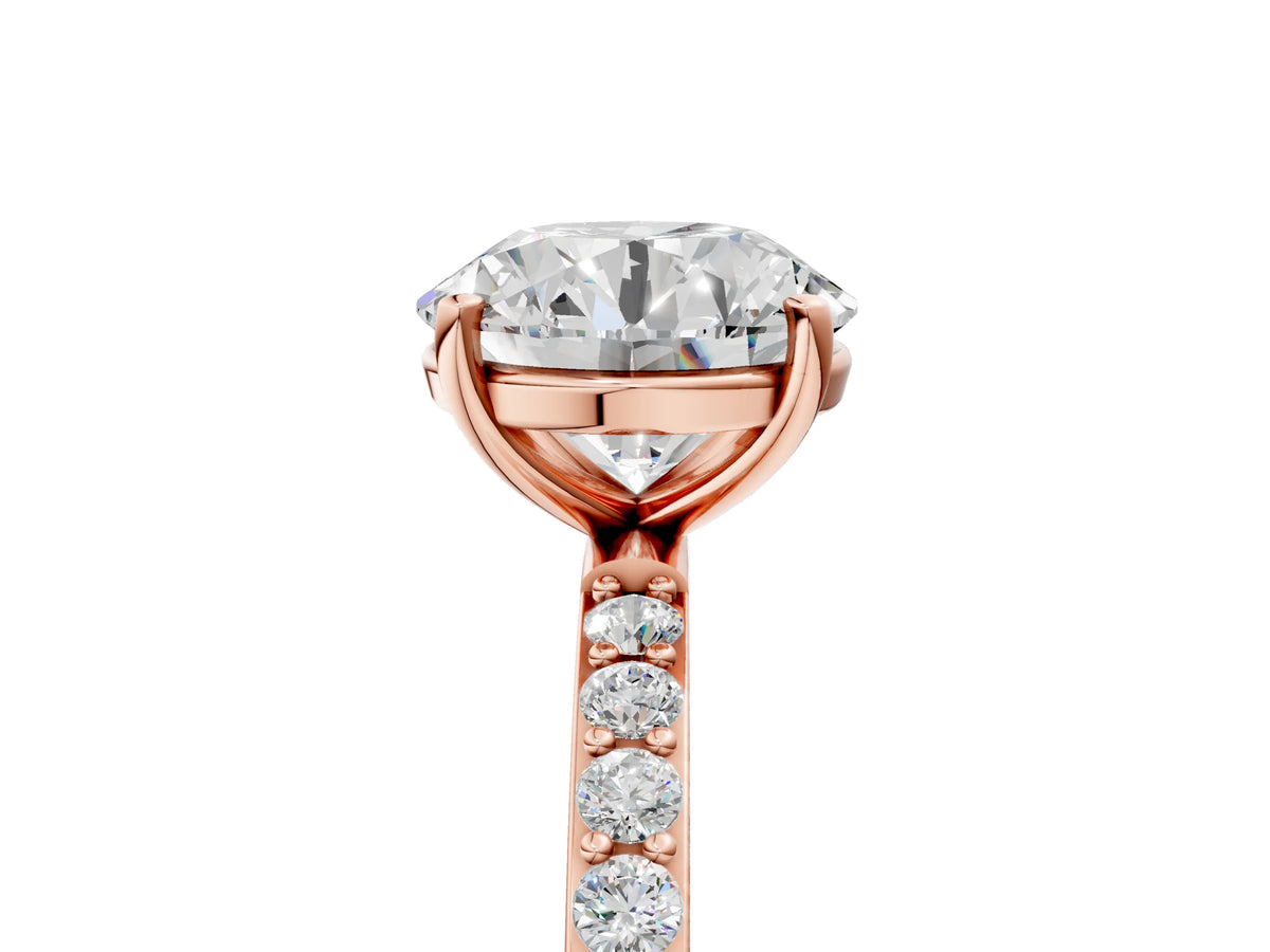 Round Cut Diamond Solitaire Ring in Rose gold with Round Pavé Band_29