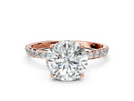 Round Cut Diamond Solitaire Ring in Rose gold with Round Shared Prong Pavé Band_12