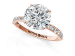 Round Cut Diamond Solitaire Ring in Rose gold with Round Shared Prong Pavé Band_13