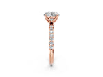 Round Cut Diamond Solitaire Ring in Rose gold with Round Shared Prong Pavé Band_14
