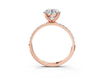 Round Cut Diamond Solitaire Ring in Rose gold with Round Shared Prong Pavé Band_15