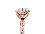 Round Cut Diamond Solitaire Ring in Rose gold with Round Shared Prong Pavé Band_17