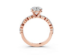 Round Cut Diamond Solitaire Ring in Rose gold with Shared Prong Marquise and Round Side Stones_3
