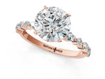 Round Cut Diamond Solitaire Ring in Rose gold with Shared Prong Marquise and Round Side Stones_37