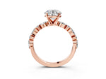 Round Cut Diamond Solitaire Ring in Rose gold with Shared Prong Marquise and Round Side Stones_39