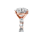 Round Cut Diamond Solitaire Ring in Rose gold with Shared Prong Marquise and Round Side Stones_5