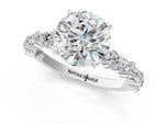 Round Cut Diamond Solitaire Ring in White gold with Pear and Round Cluster Band_13