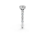 Round Cut Diamond Solitaire Ring in White gold with Pear and Round Cluster Band_14