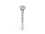 Round Cut Diamond Solitaire Ring in White gold with Pear and Round Cluster Band_2