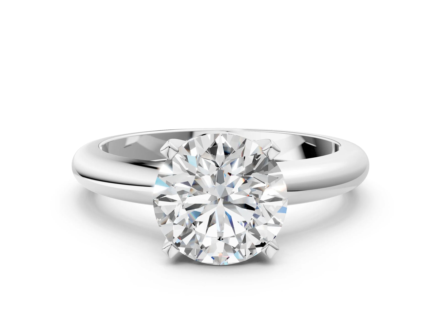 Round Cut Diamond Solitaire Ring in White gold with Prong Setting and Rounded Band_12