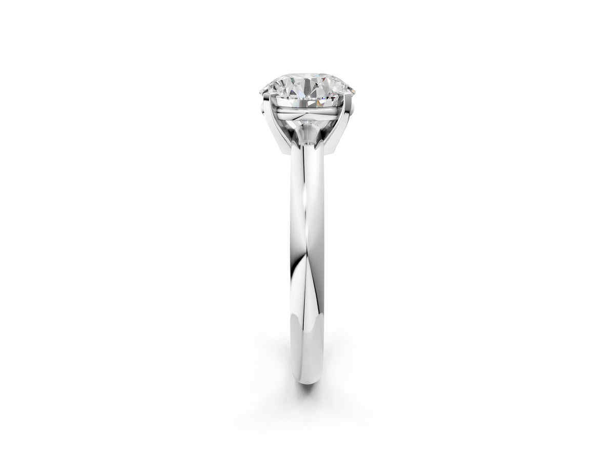Round Cut Diamond Solitaire Ring in White gold with Prong Setting and Rounded Band_14