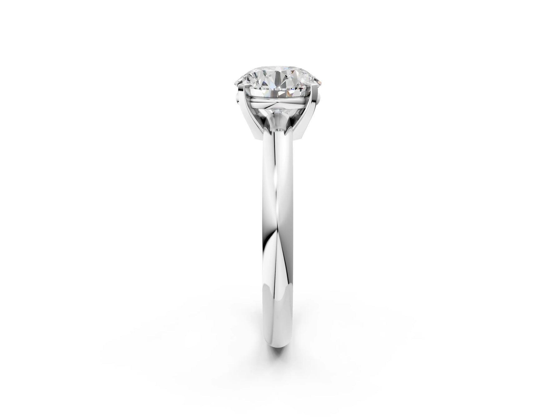 Round Cut Diamond Solitaire Ring in White gold with Prong Setting and Rounded Band_14