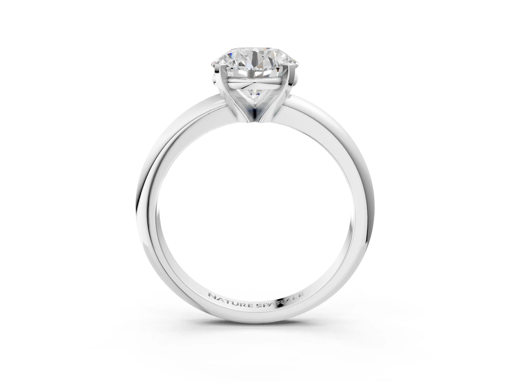 Round Cut Diamond Solitaire Ring in White gold with Prong Setting and Rounded Band_15