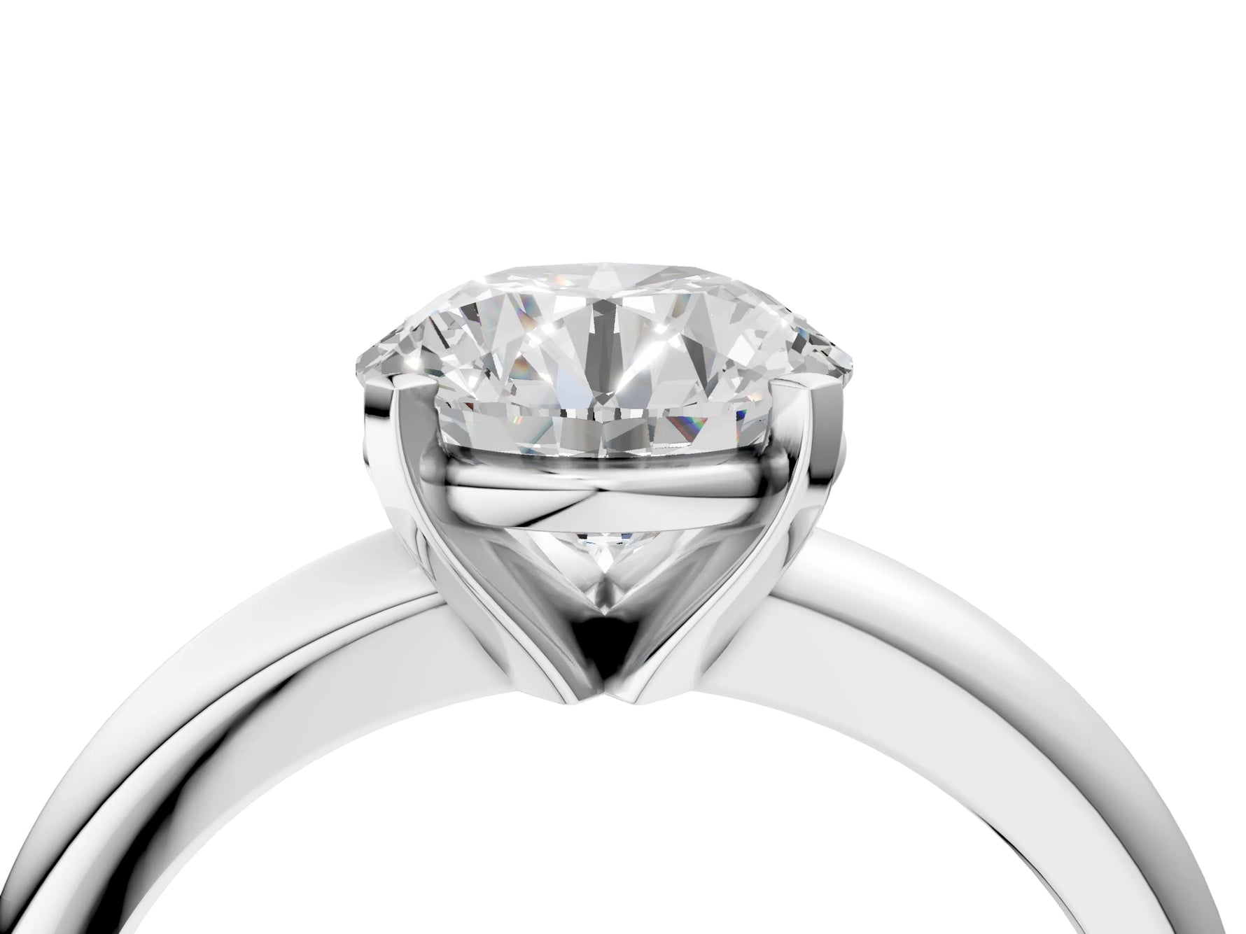 Round Cut Diamond Solitaire Ring in White gold with Prong Setting and Rounded Band_16