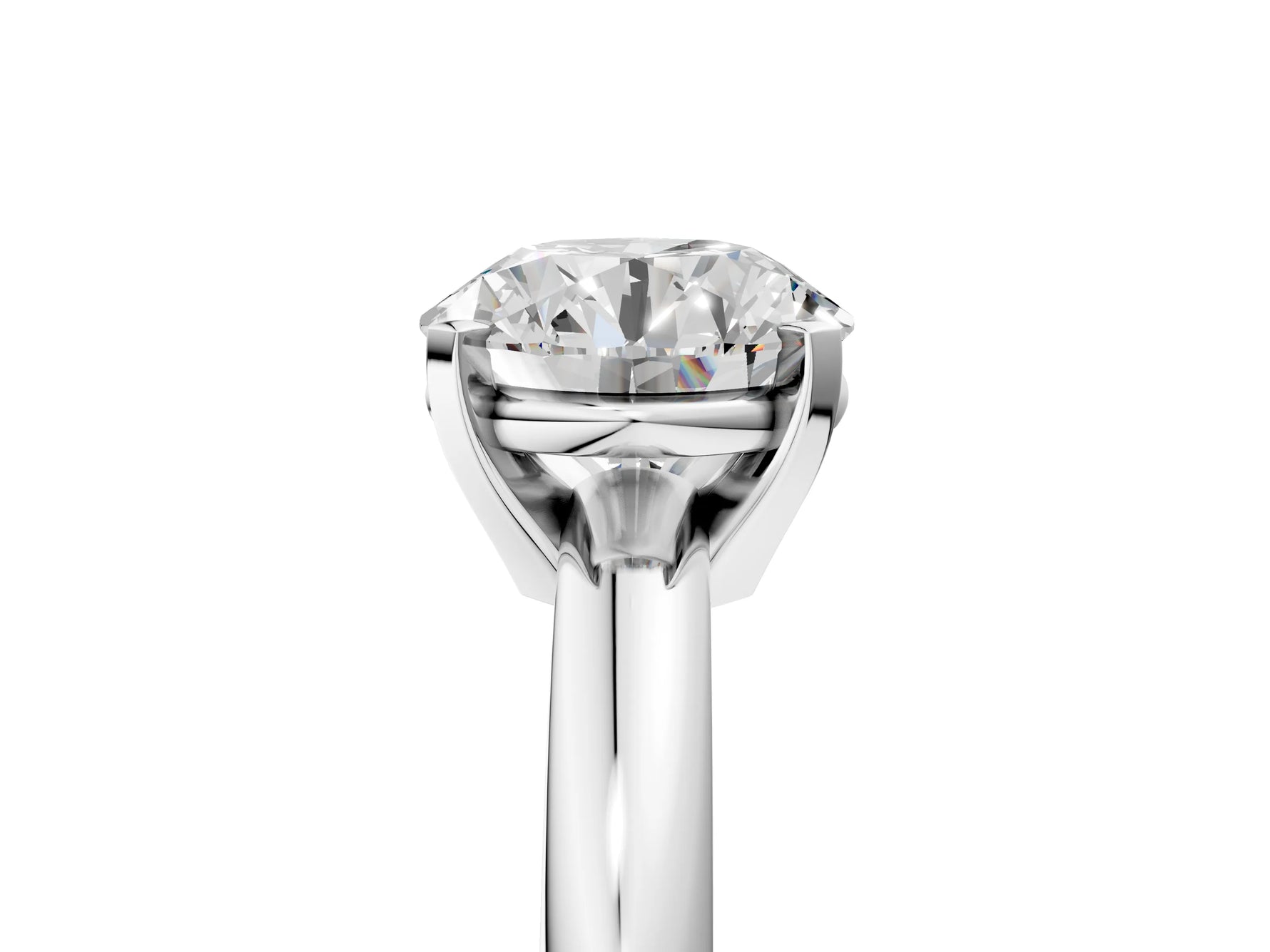 Round Cut Diamond Solitaire Ring in White gold with Prong Setting and Rounded Band_17
