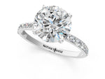 Round Cut Diamond Solitaire Ring in White gold with Round Pavé Band_1