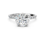 Round Cut Diamond Solitaire Ring in White gold with Round Pavé Band