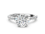 Round Cut Diamond Solitaire Ring in White gold with Shared Prong Marquise and Round Side Stones_42