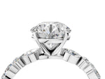 Round Cut Diamond Solitaire Ring in White gold with Shared Prong Marquise and Round Side Stones_46